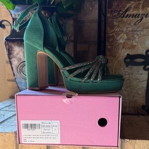 Viviana Green Strappy Heels